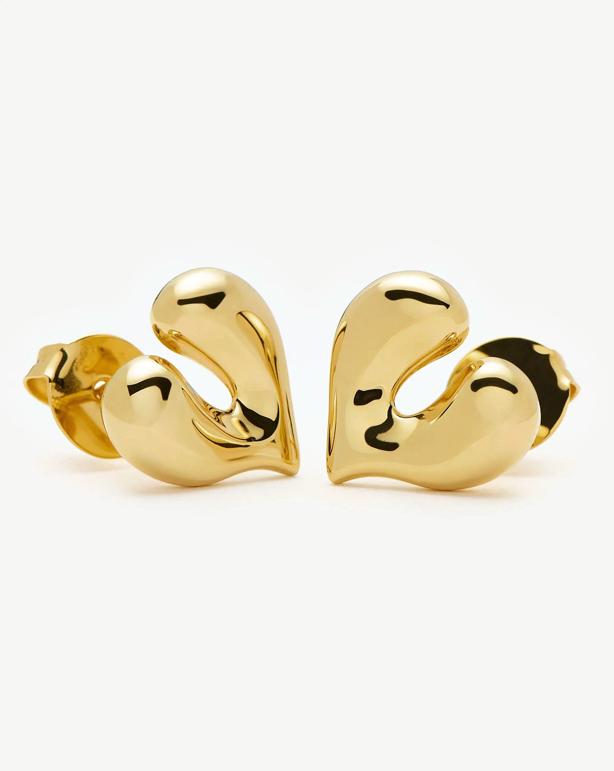 Molten Heart Stud Earrings | 18ct Gold Plated Earrings Missoma