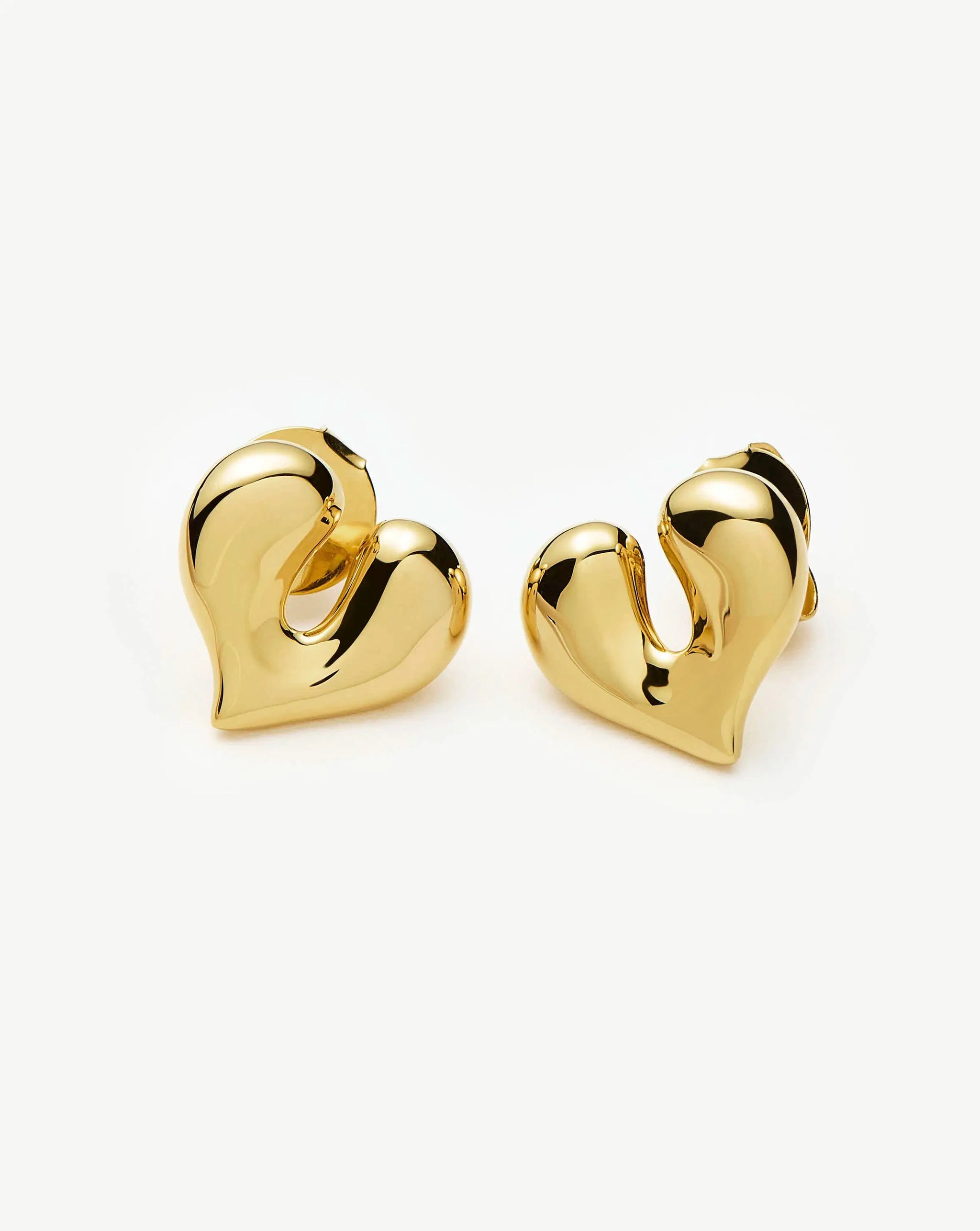 Molten Heart Stud Earrings | 18ct Gold Plated Earrings Missoma