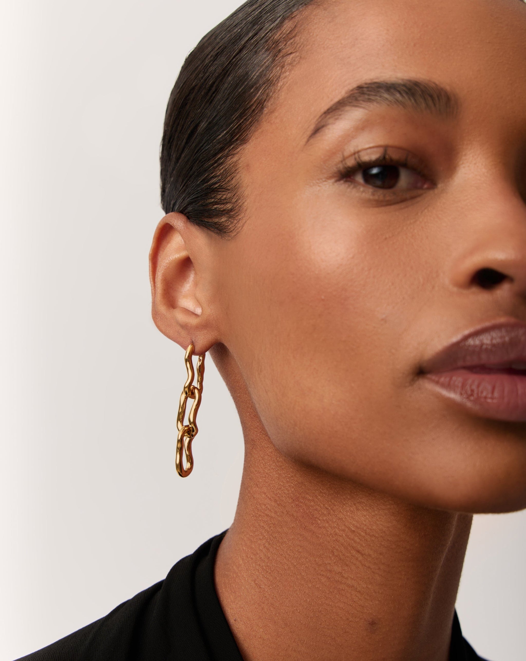 Molten Ovate Triple Drop Earrings | 18ct Recycled Gold Plating on Brass Earrings Missoma