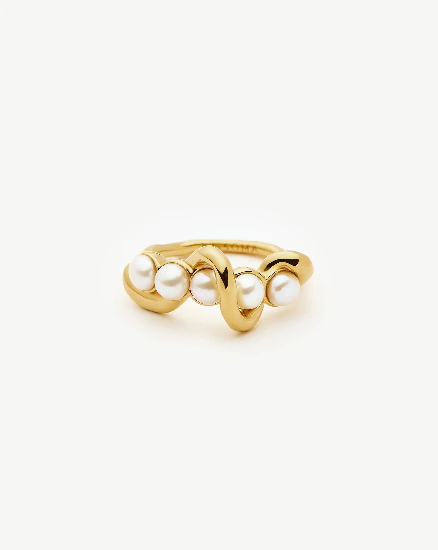 Molten Pearl Twisted Stacking Ring | 18ct Gold Vermeil/Pearl Rings Missoma