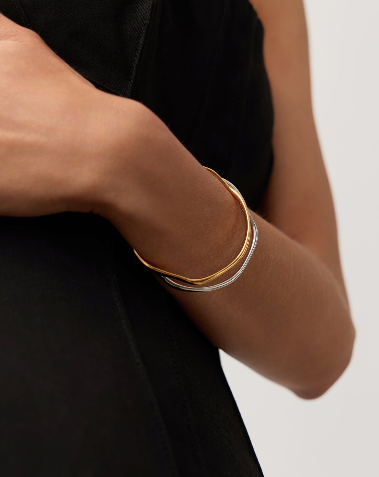 Molten Ripple Bangle Bracelet Set | Mixed Metal Bracelets Missoma