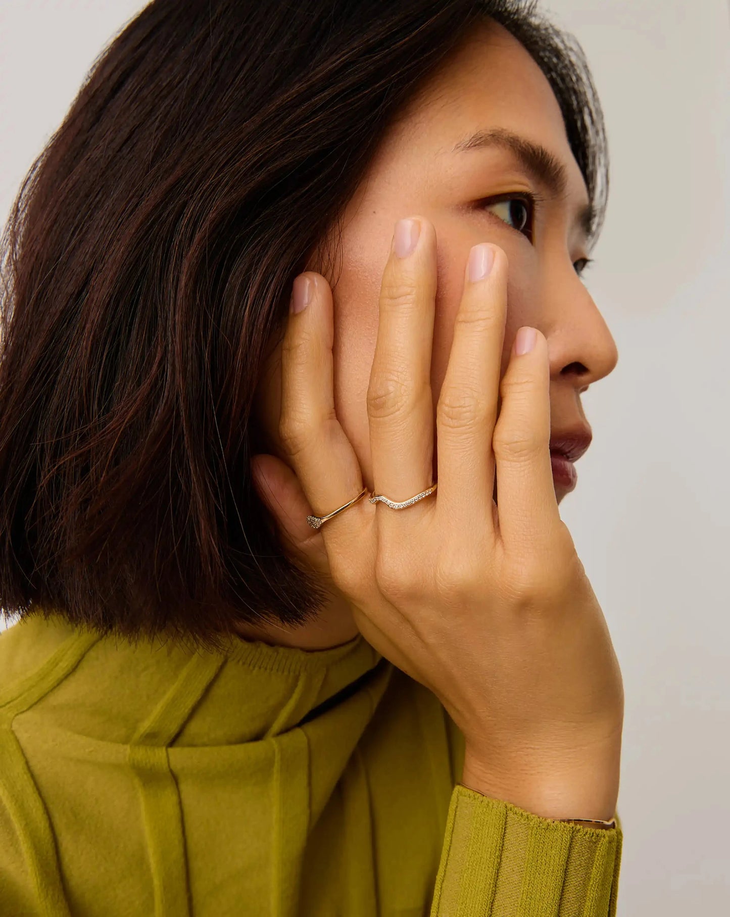 Molten Snow Fine Diamond Stacking Ring | 14ct Solid Gold/Diamond Rings Missoma