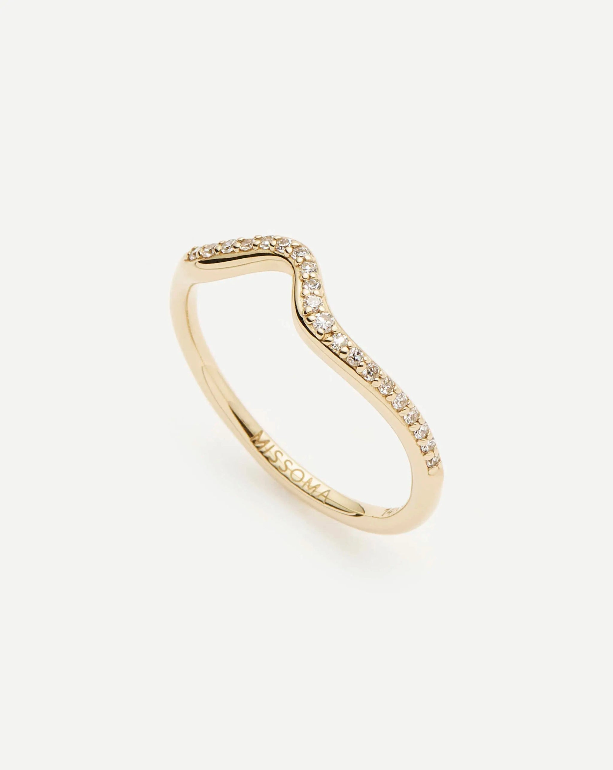 Molten Snow Fine Diamond Stacking Ring | 14ct Solid Gold/Diamond Rings Missoma