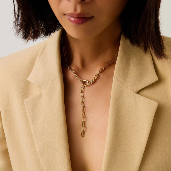 Molten Snow Paperclip Chain Necklace | 18ct Gold Plated/Cubic Zirconia Necklaces Missoma