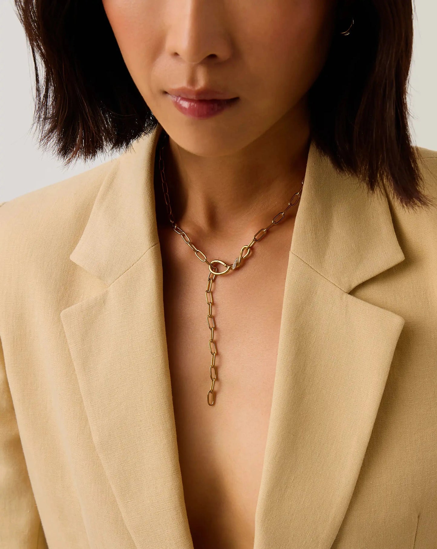 Molten Snow Paperclip Chain Necklace | 18ct Gold Plated/Cubic Zirconia Necklaces Missoma