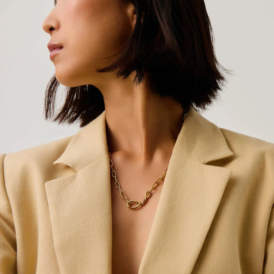 Molten Snow Paperclip Chain Necklace | 18ct Gold Plated/Cubic Zirconia Necklaces Missoma