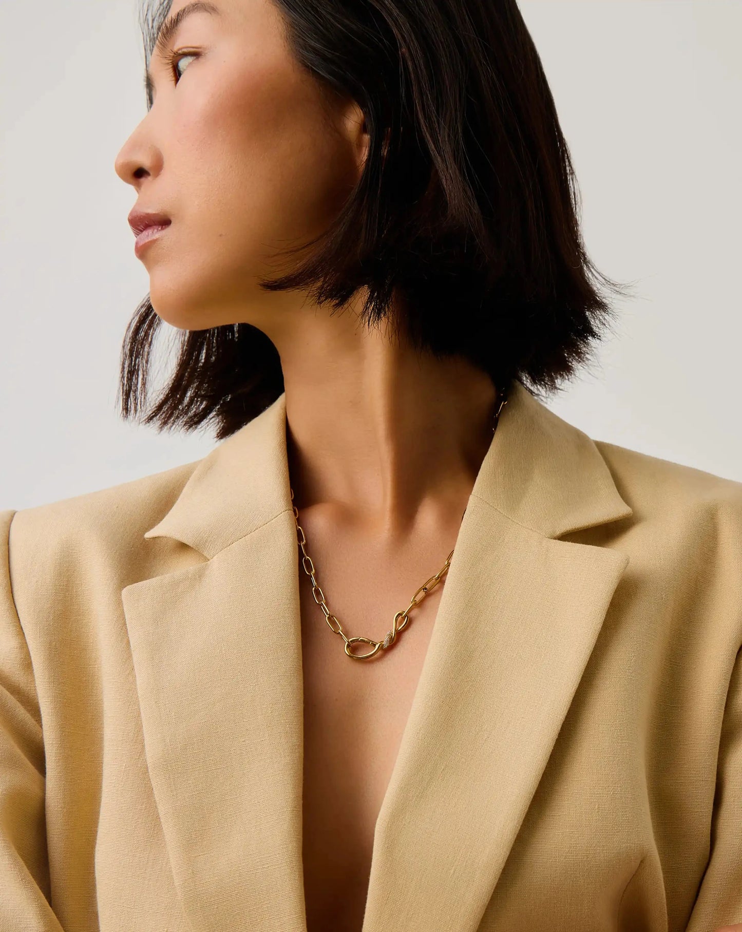 Molten Snow Paperclip Chain Necklace | 18ct Gold Plated/Cubic Zirconia Necklaces Missoma