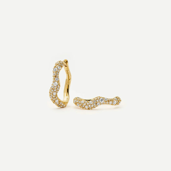 Molten Snow Small Hoop Earrings | 18ct Gold Vermeil/Cubic Zirconia Earrings Missoma
