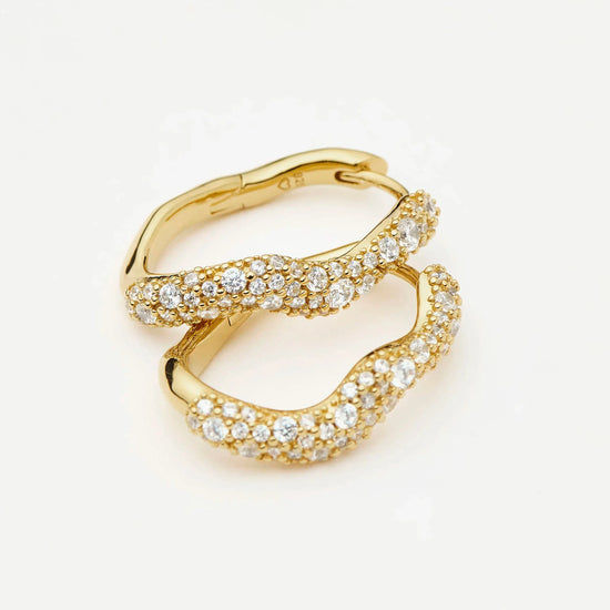 Molten Snow Small Hoop Earrings | 18ct Gold Vermeil/Cubic Zirconia Earrings Missoma