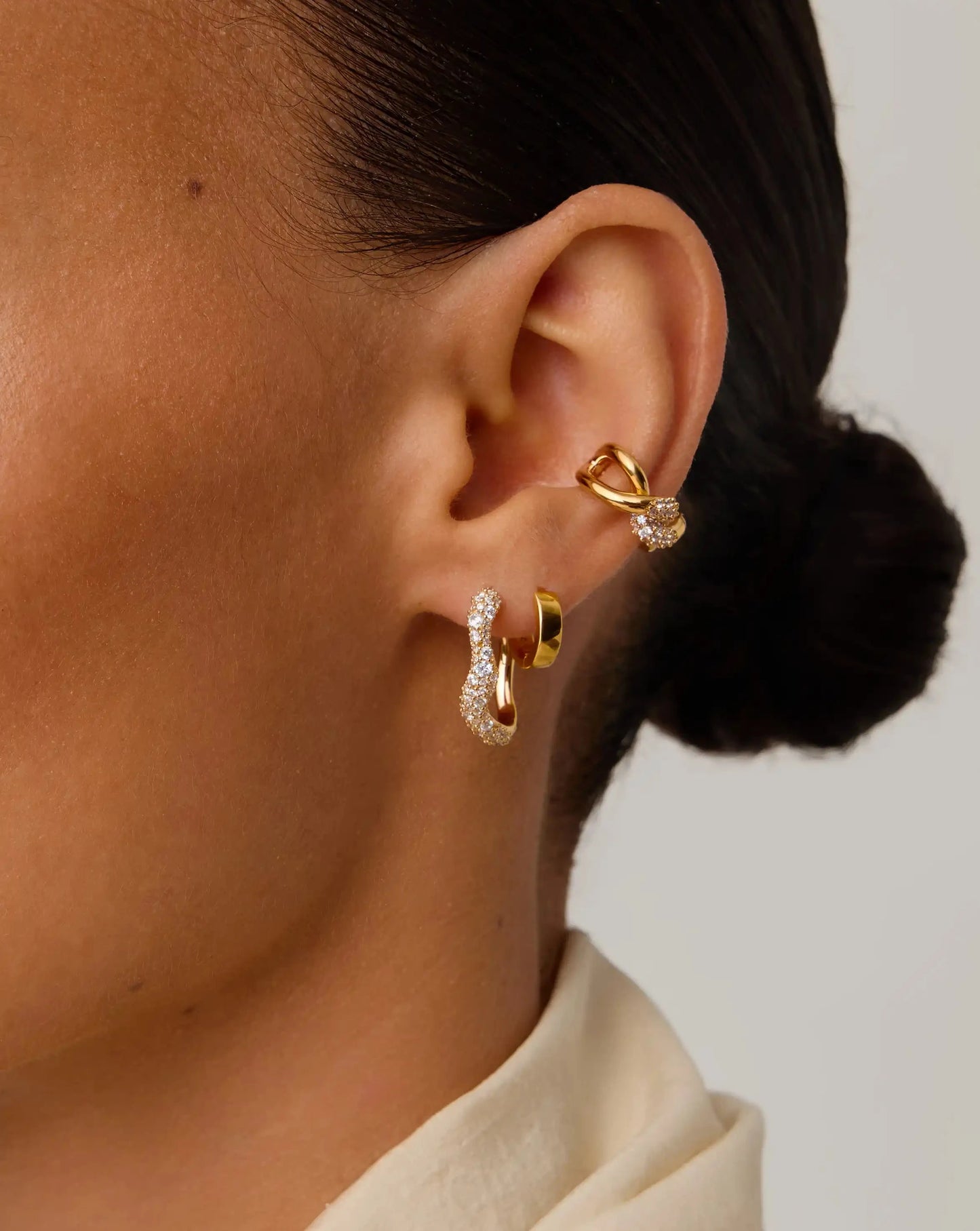 Molten Snow Small Hoop Earrings | 18ct Gold Vermeil/Cubic Zirconia Earrings Missoma