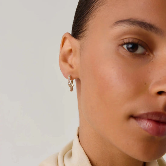 Molten Snow Small Hoop Earrings | 18ct Gold Vermeil/Cubic Zirconia Earrings Missoma