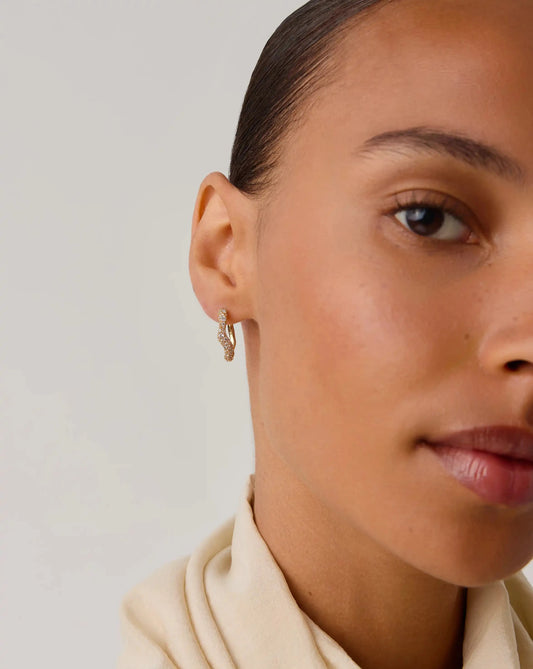 Molten Snow Small Hoop Earrings | 18ct Gold Vermeil/Cubic Zirconia Earrings Missoma