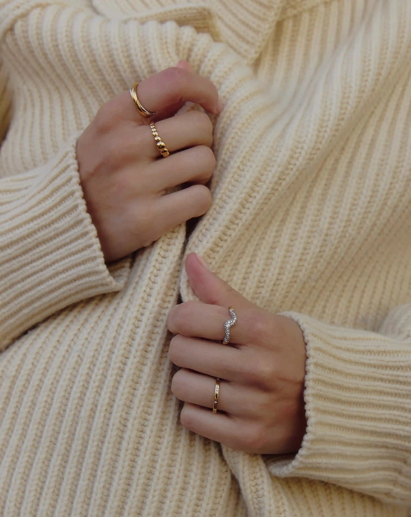 Molten Snow Stacking Ring | 18ct Gold Vermeil/Cubic Zirconia Rings Missoma