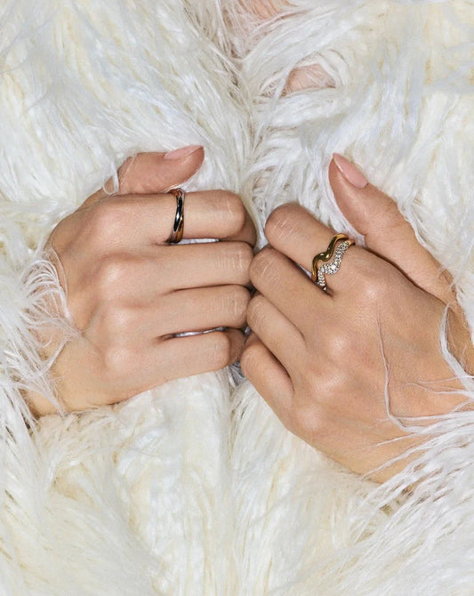 Molten Snow Stacking Ring | 18ct Gold Vermeil/Cubic Zirconia Rings Missoma