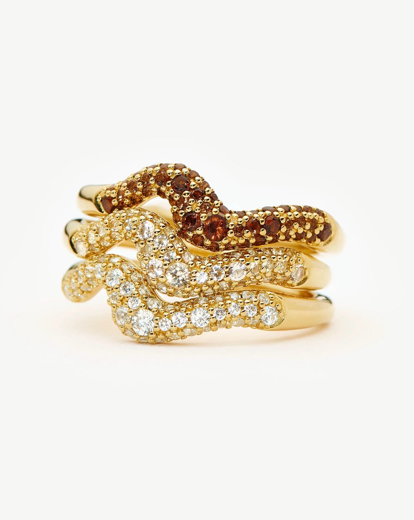 Molten Snow Stacking Ring Set | 18ct Gold Vermeil Rings Missoma