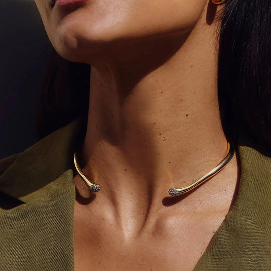 Molten Snow Torque Statement Necklace | 18ct Gold Plated/Cubic Zirconia Necklaces Missoma