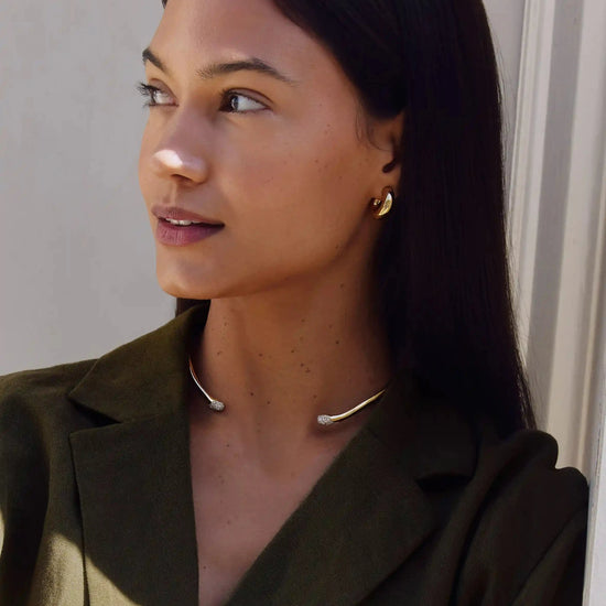Molten Snow Torque Statement Necklace | 18ct Gold Plated/Cubic Zirconia Necklaces Missoma