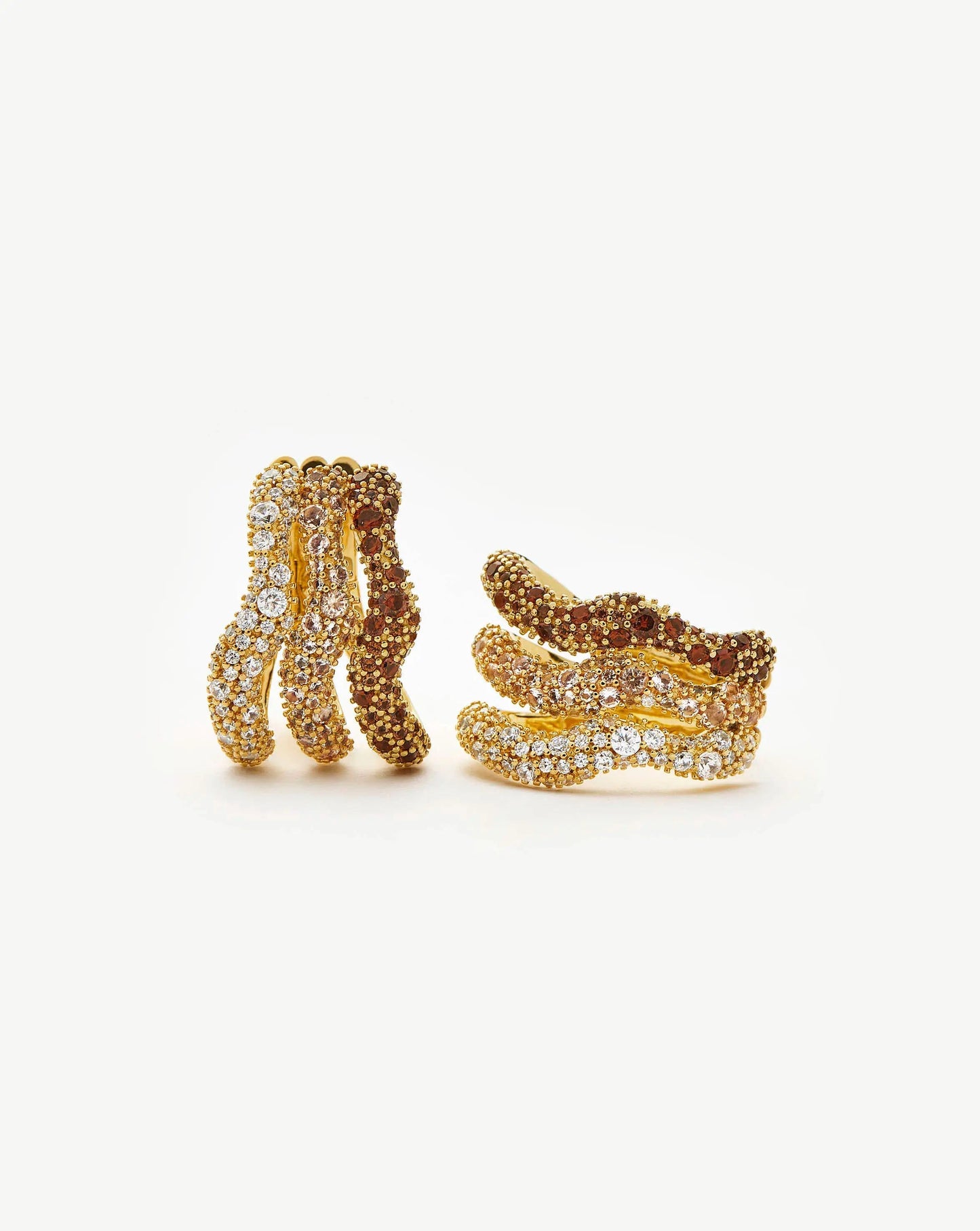 Molten Snow Triple Pavé Small Hoop Earrings | 18ct Gold Plated/Cubic Zirconia Earrings Missoma