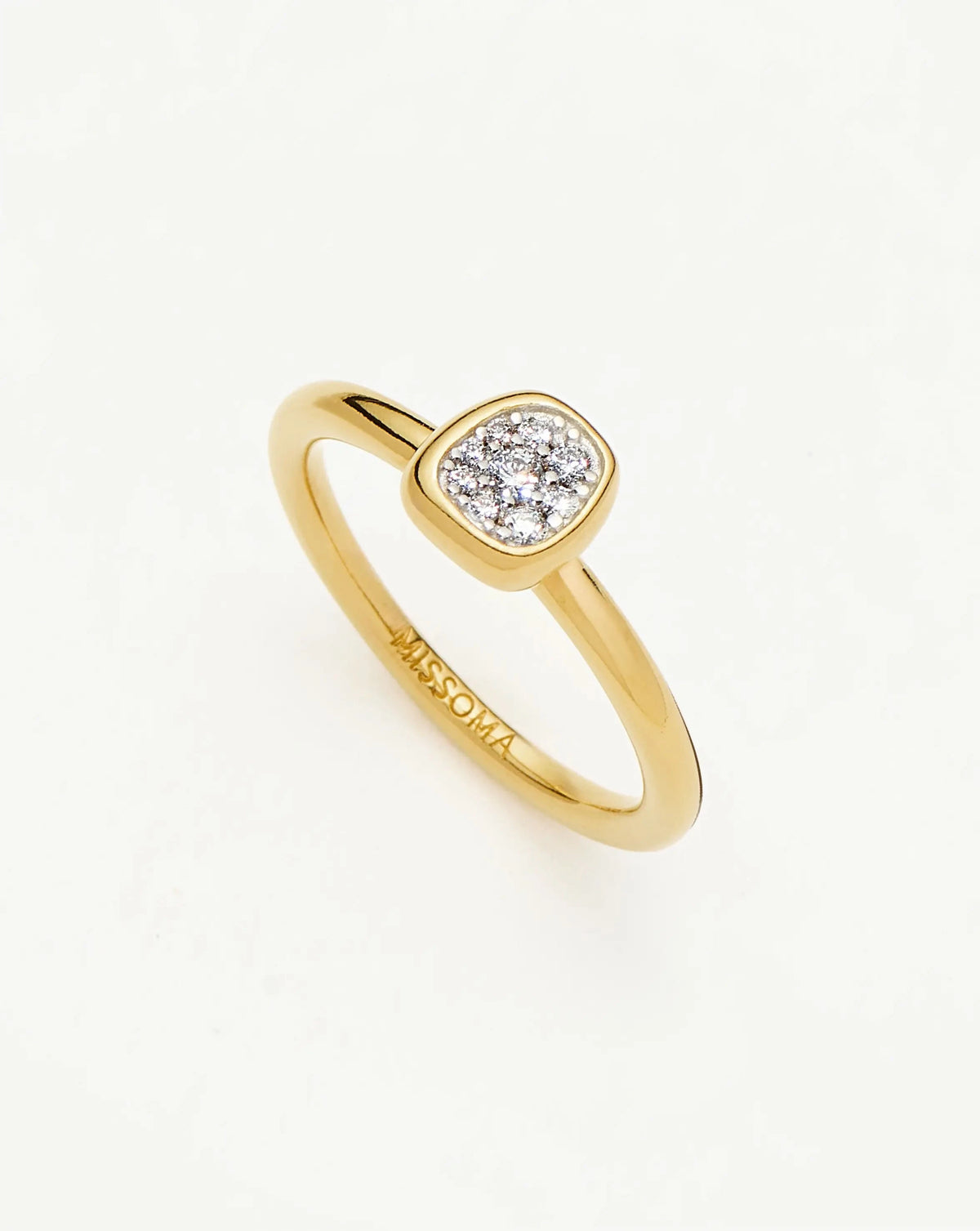 Molten Soft Square Pavé Ring | 18ct Gold Plated/Cubic Zirconia Rings Missoma