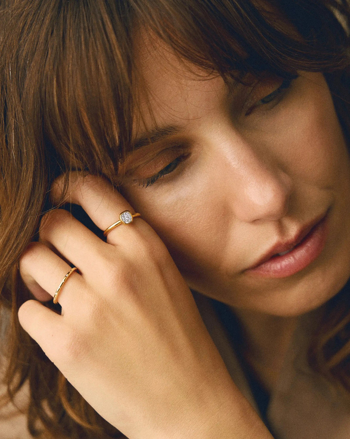 Molten Soft Square Pavé Ring | 18ct Gold Plated/Cubic Zirconia Rings Missoma