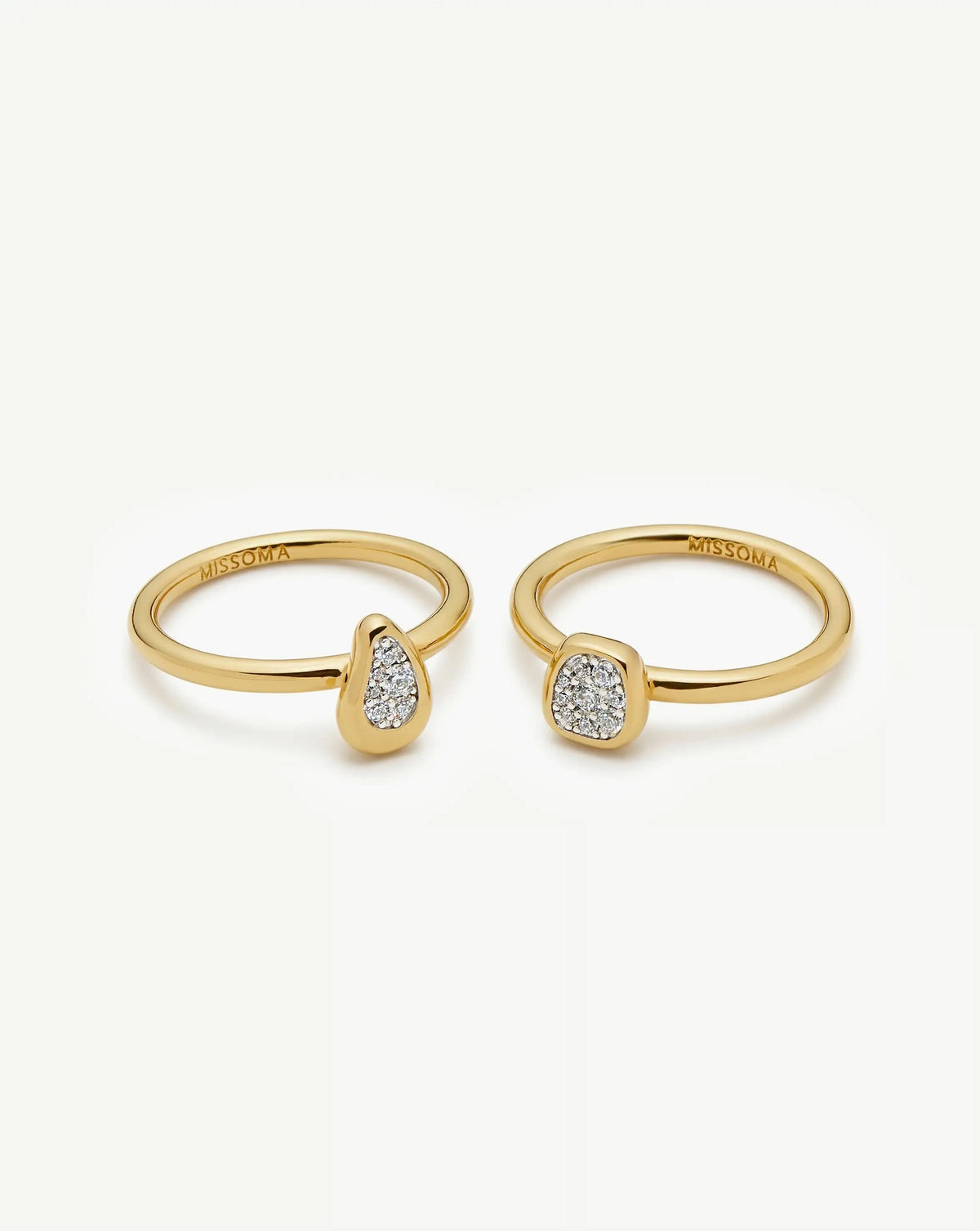 Molten Soft Square Pavé Ring | 18ct Gold Plated/Cubic Zirconia Rings Missoma