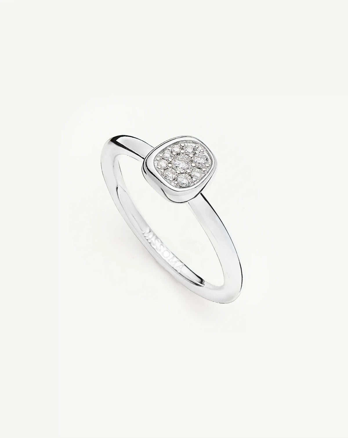 Molten Soft Square Pavé Ring | Silver Plated/Cubic Zirconia Rings Missoma