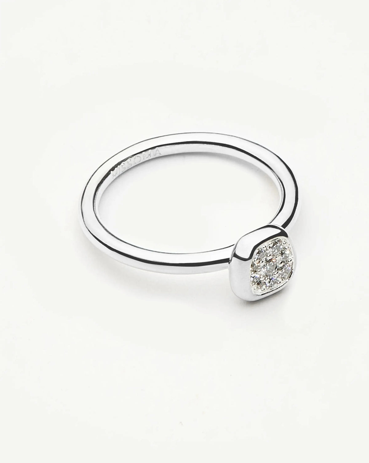 Molten Soft Square Pavé Ring | Silver Plated/Cubic Zirconia Rings Missoma