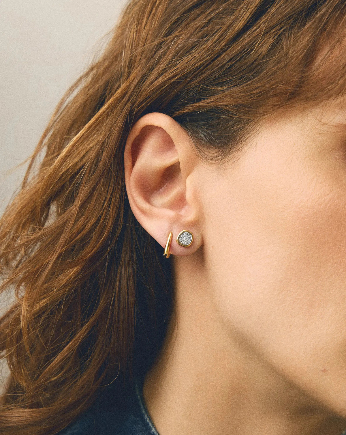 Molten Soft Square Pavé Stud Earrings | 18ct Gold Plated/Cubic Zirconia Earrings Missoma