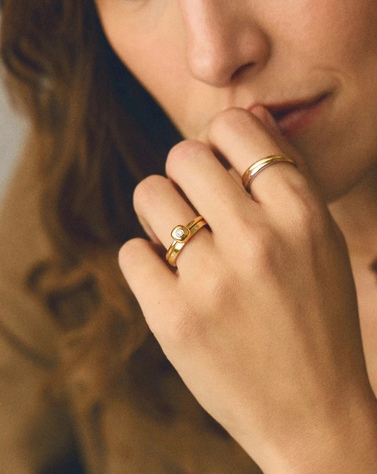 Molten Soft Square Ring | 18ct Gold Plated/Cubic Zirconia Rings Missoma