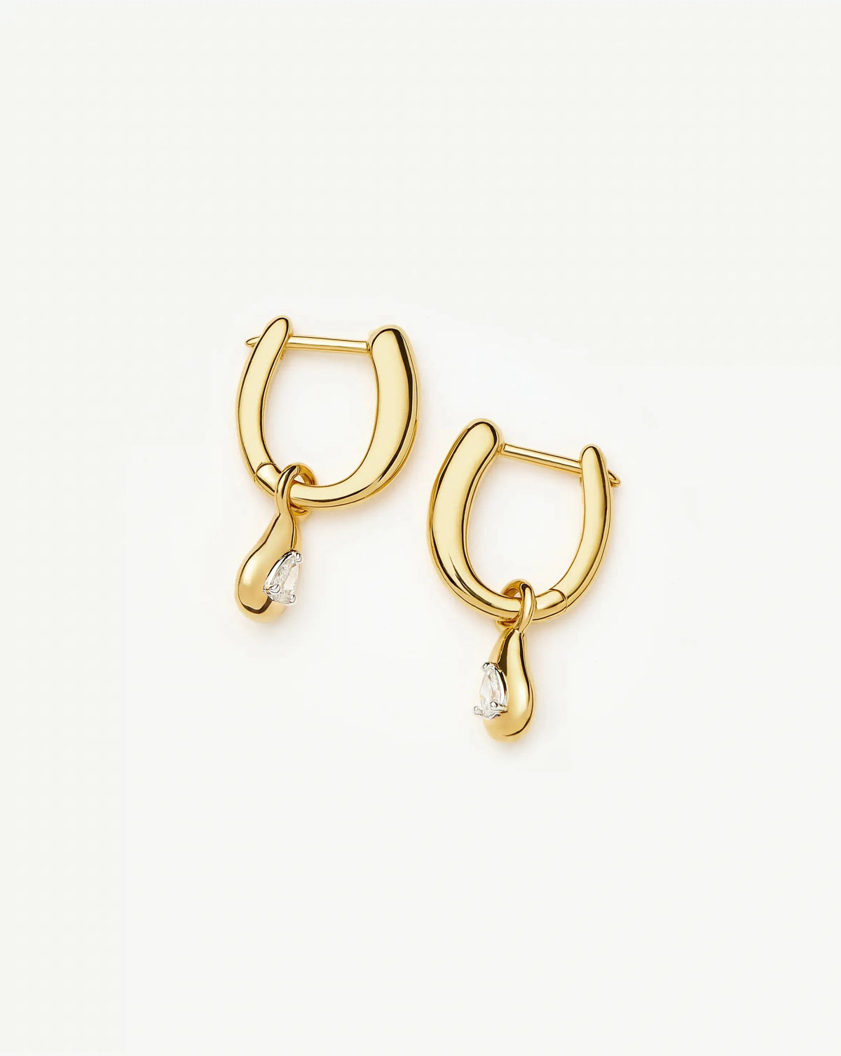 Molten Teardrop Diamond Charm Hoop Earrings | 18ct Gold Vermeil/Lab grown Diamond Earrings Missoma