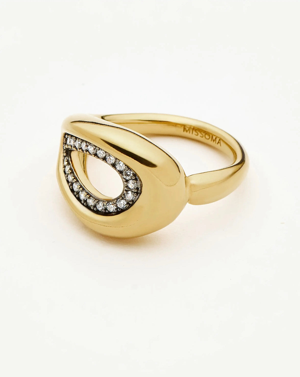 Molten Teardrop Pavé Cocktail Ring | 18ct Gold Plated/Cubic Zirconia Rings Missoma