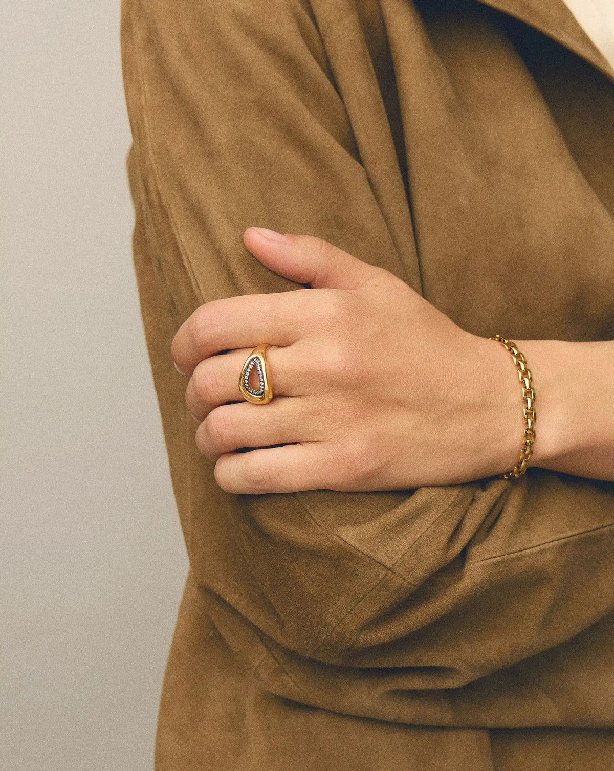 Molten Teardrop Pavé Cocktail Ring | 18ct Gold Plated/Cubic Zirconia Rings Missoma
