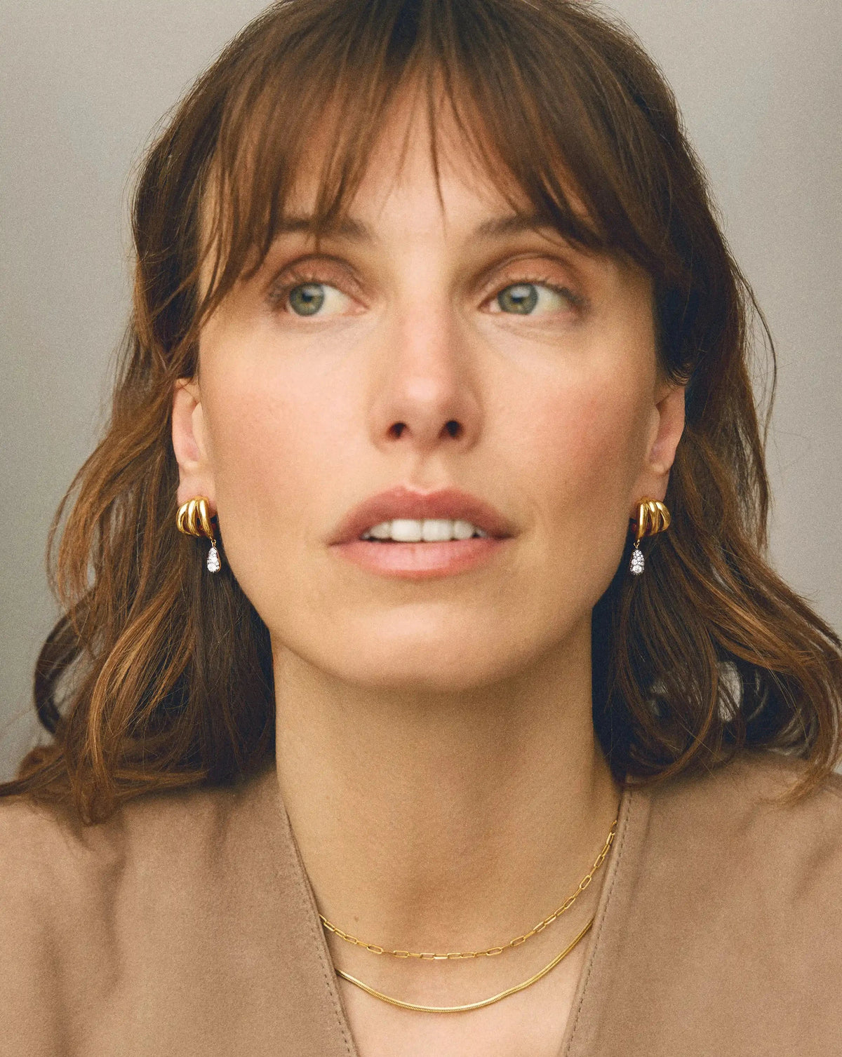 Molten Teardrop Pavé Trio Stud Earrings | 18ct Gold Plated/Cubic Zirconia Earrings Missoma