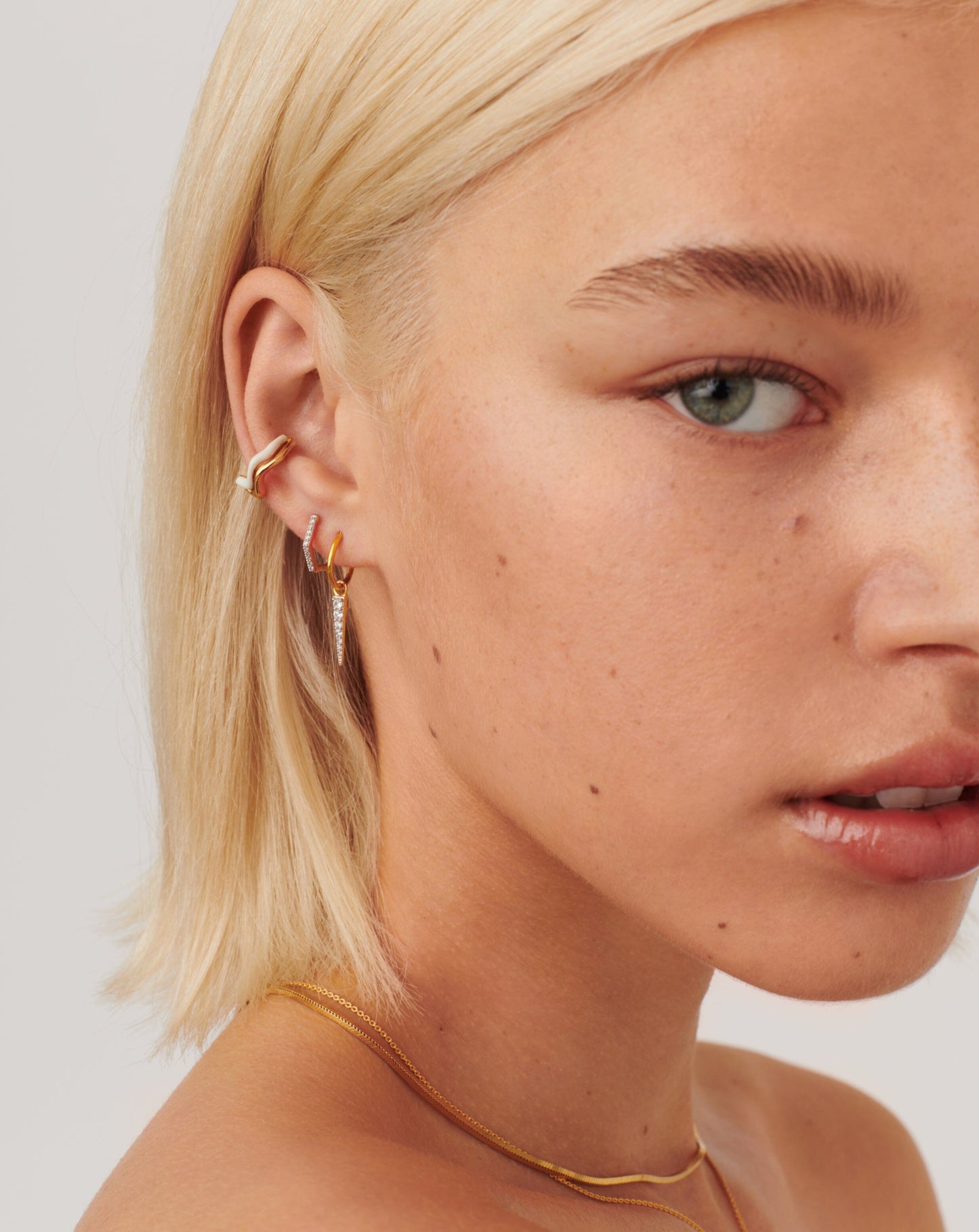 Pave Hex Huggies Earrings Missoma