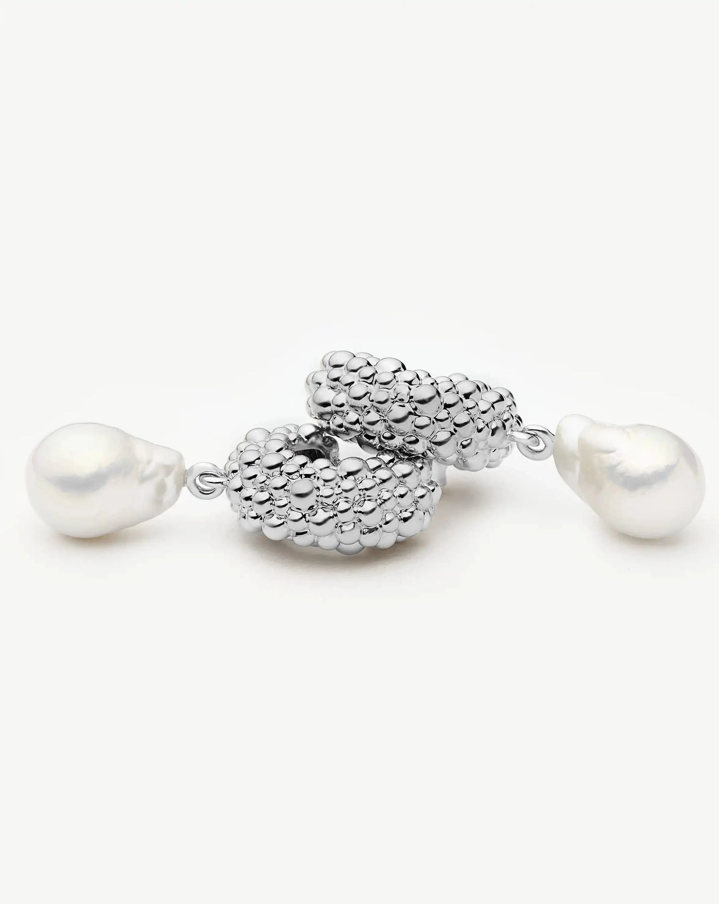 Pearl Baya Charm Hoop Earrings | Silver Plated/Pearl Earrings Missoma