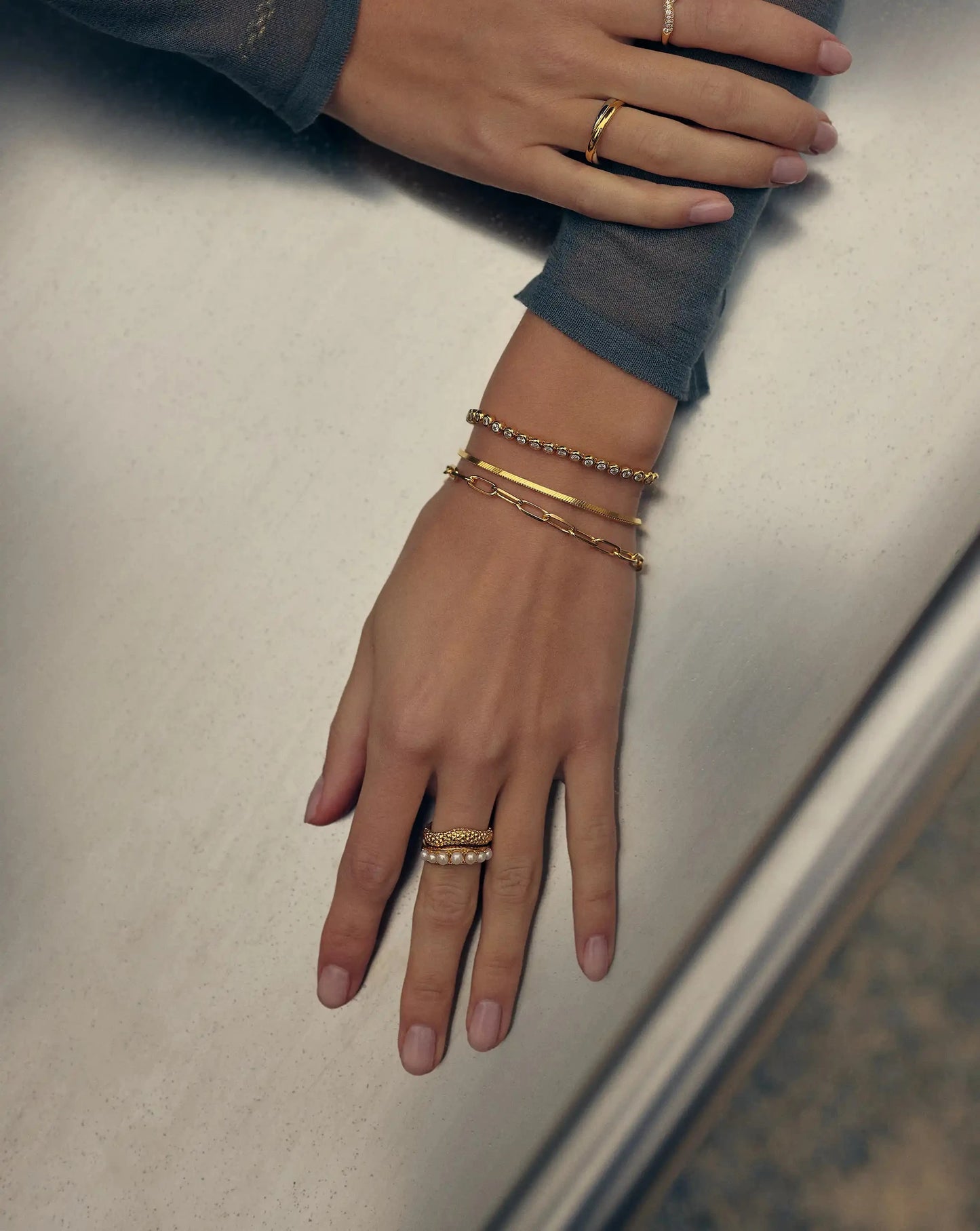 Pearl Baya Stacking Ring Set | 18ct Gold Plated/Pearl Rings Missoma