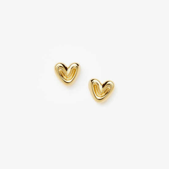 Puffy Heart Mini Stud Earrings | 18ct Gold Vermeil Earrings Missoma