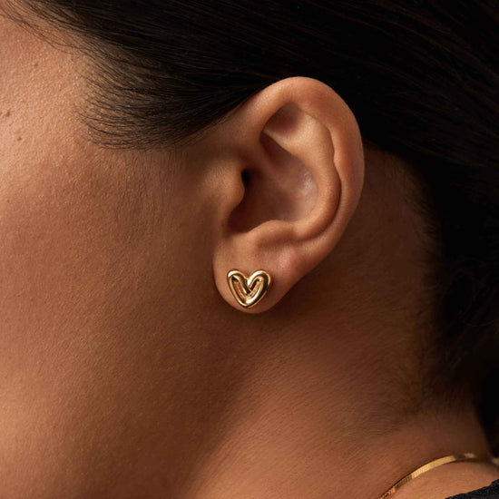 Puffy Heart Mini Stud Earrings | 18ct Gold Vermeil Earrings Missoma