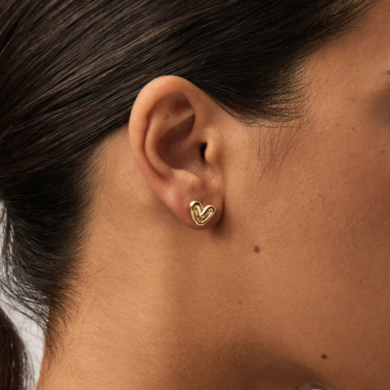 Puffy Heart Mini Stud Earrings | 18ct Gold Vermeil Earrings Missoma