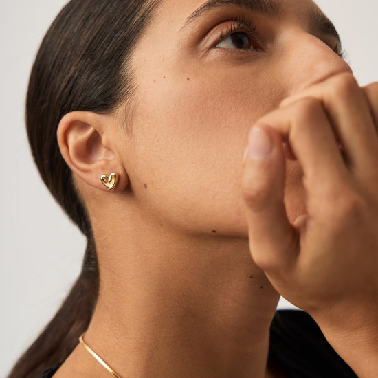 Puffy Heart Mini Stud Earrings | 18ct Gold Vermeil Earrings Missoma