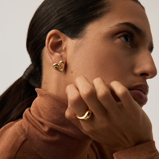 Puffy Heart Stud Earrings | 18ct Gold Plated Earrings Missoma