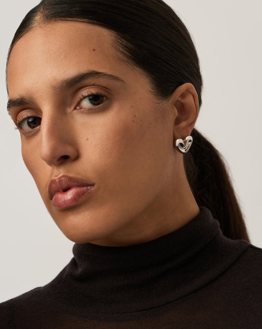 Puffy Heart Stud Earrings | Sterling Silver Plated Earrings Missoma