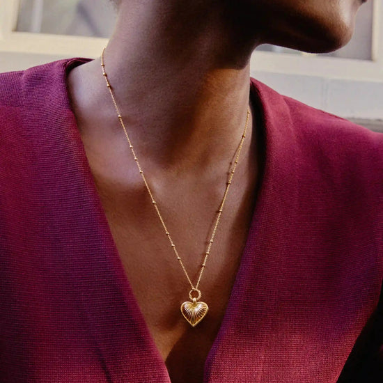 Ridge Heart Charm Pendant Necklace | 18ct Gold Plated Necklaces Missoma