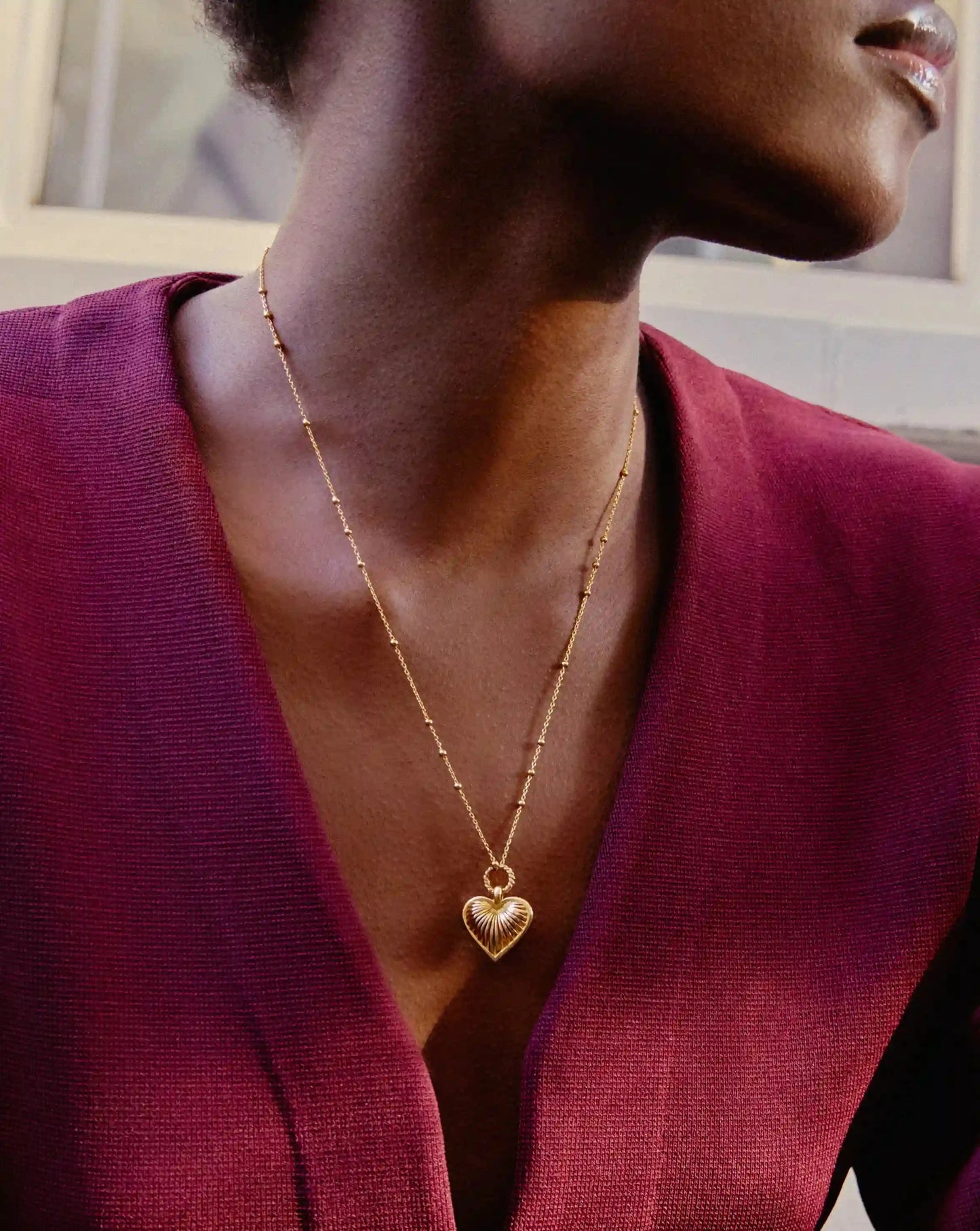 Ridge Heart Charm Pendant Necklace | 18ct Gold Plated Necklaces Missoma