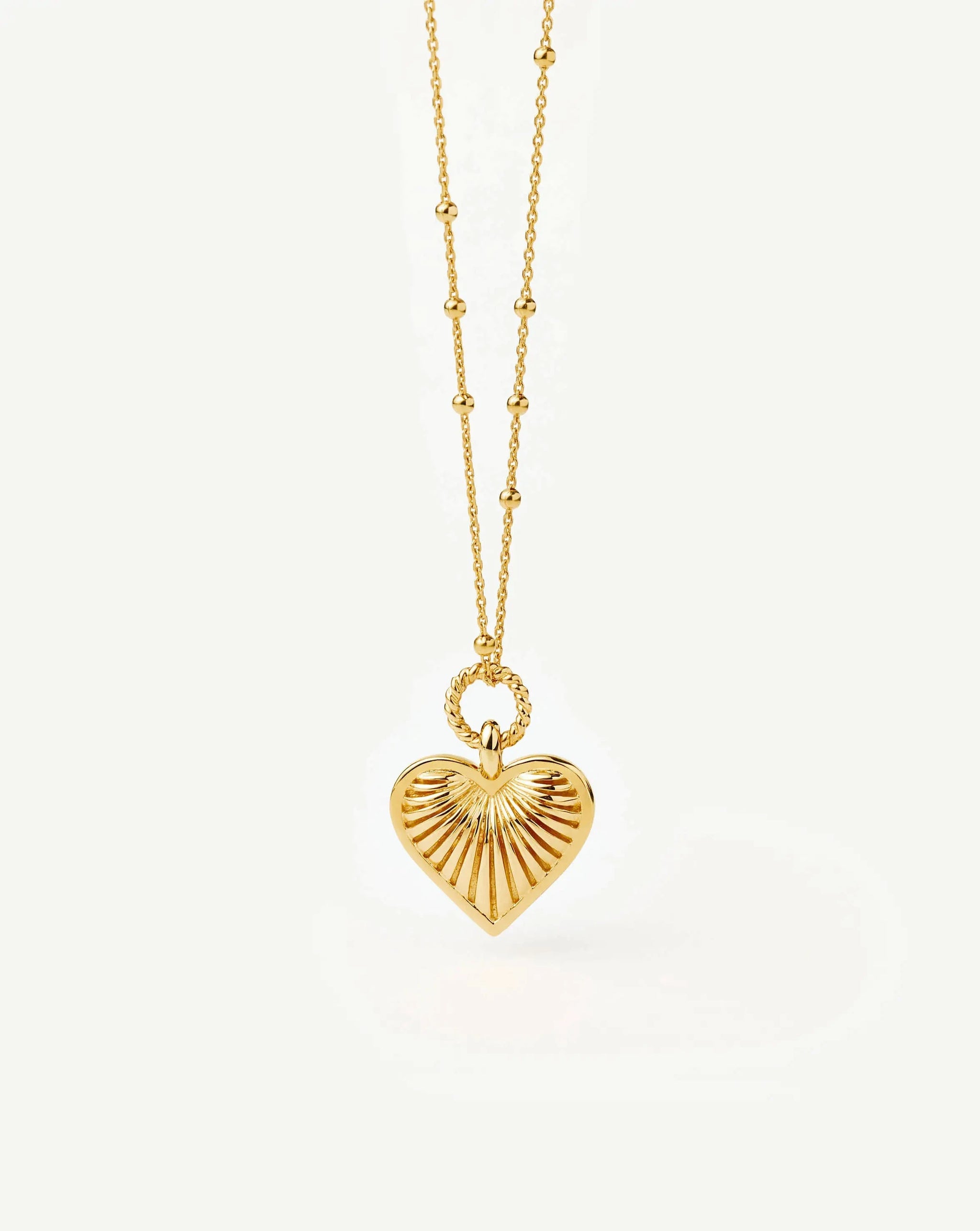 Ridge Heart Charm Pendant Necklace | 18ct Gold Plated Necklaces Missoma