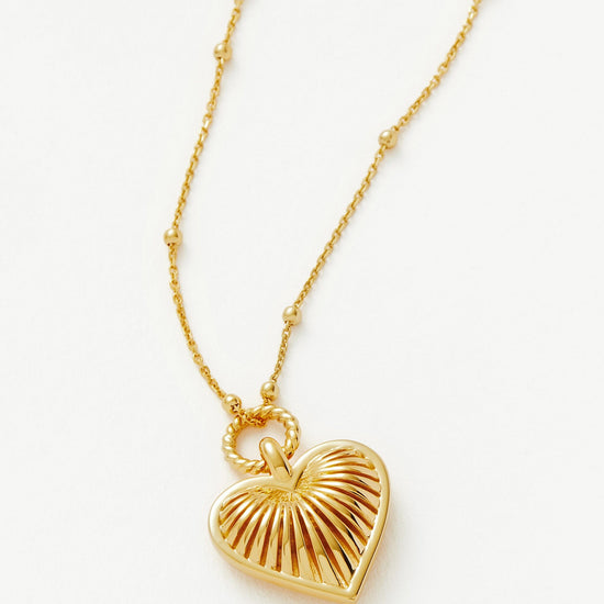 Ridge Heart Charm Pendant Necklace | 18ct Gold Plated Necklaces Missoma