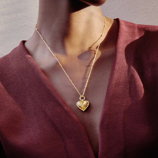Ridge Heart Charm Pendant Necklace | 18ct Gold Plated Necklaces Missoma