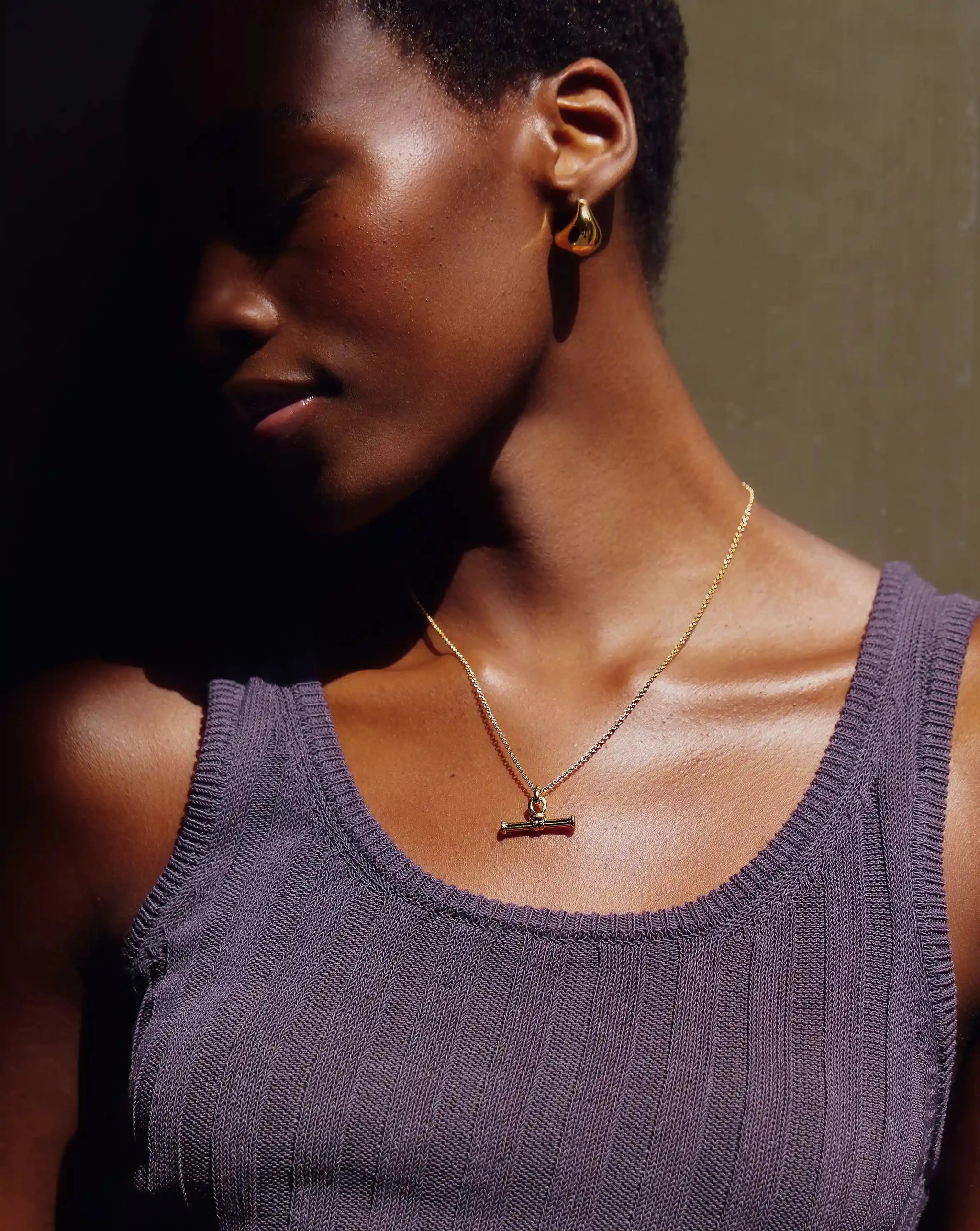 Ridge T-Bar Chain Necklace | 18ct Gold Plated Necklaces Missoma