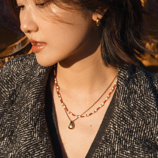 Savi Seed Pearl Beaded Necklace | Red Quartz & Pearl Necklaces Missoma