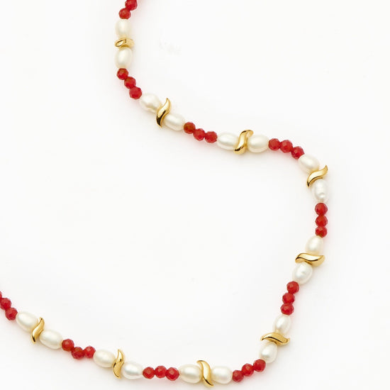 Savi Seed Pearl Beaded Necklace | Red Quartz & Pearl Necklaces Missoma